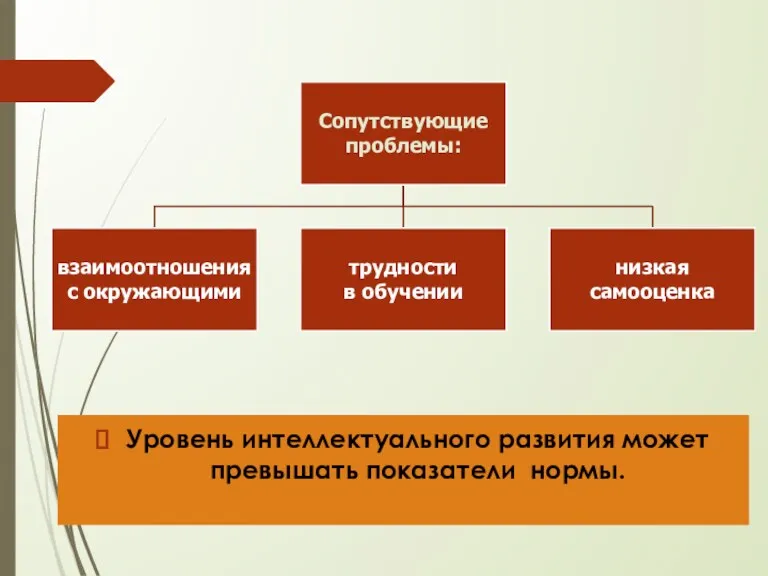 Уровень интеллектуального развития может превышать показатели нормы.