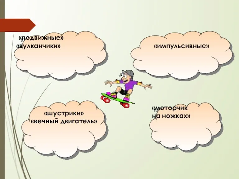 «подвижные» «вулканчики» «моторчик на ножках» «импульсивные» «шустрики» «вечный двигатель»