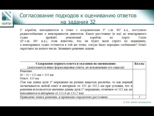 Согласование подходов к оцениванию ответов на задания 32