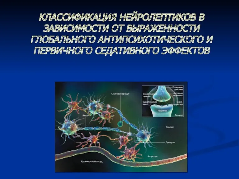 КЛАССИФИКАЦИЯ НЕЙРОЛЕПТИКОВ В ЗАВИСИМОСТИ ОТ ВЫРАЖЕННОСТИ ГЛОБАЛЬНОГО АНТИПСИХОТИЧЕСКОГО И ПЕРВИЧНОГО СЕДАТИВНОГО ЭФФЕКТОВ