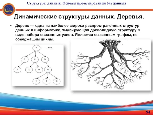 Динамические структуры данных. Деревья. Дерево — одна из наиболее широко