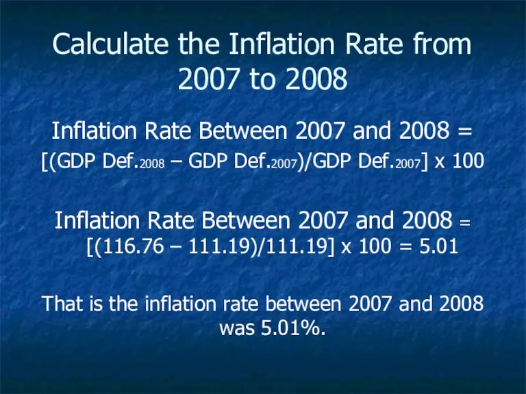 Calculate the Inflation Rate from 2007 to 2008 Inflation Rate