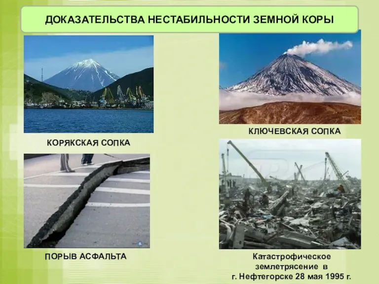 КОРЯКСКАЯ СОПКА КЛЮЧЕВСКАЯ СОПКА Катастрофическое землетрясение в г. Нефтегорске 28