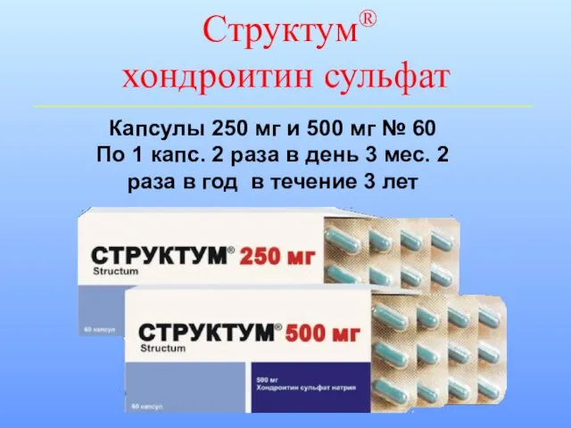 Структум® хондроитин сульфат Капсулы 250 мг и 500 мг № 60 По 1
