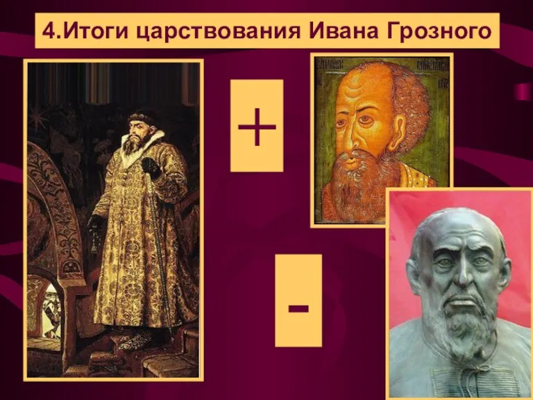 4.Итоги царствования Ивана Грозного + -