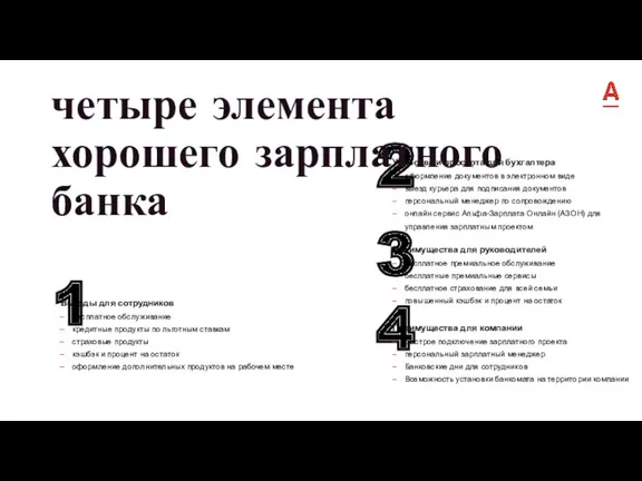 4 Преимущества для компании быстрое подключение зарплатного проекта персональный зарплатный