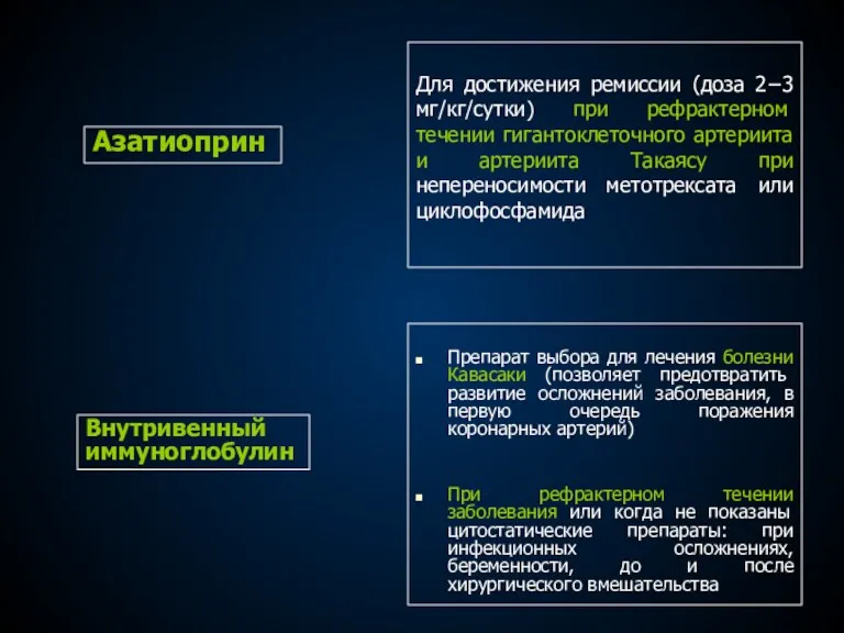 Препарат выбора для лечения болезни Кавасаки (позволяет предотвратить развитие осложнений