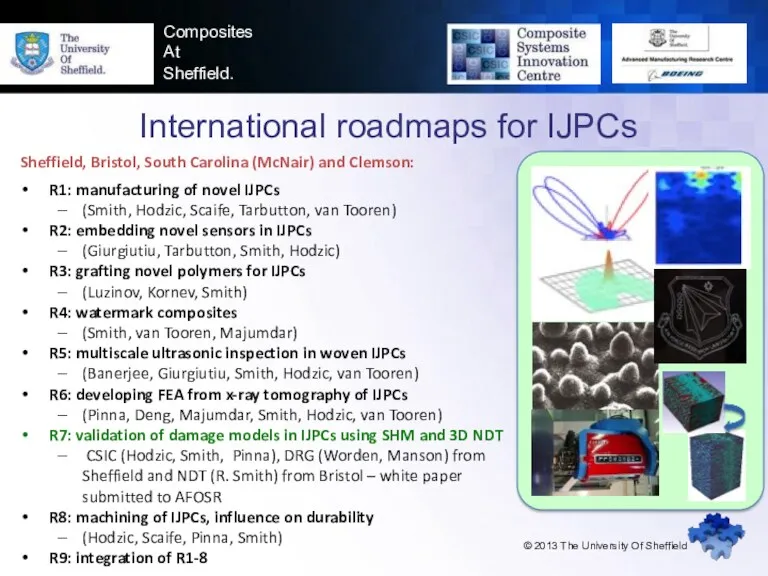 Composites At Sheffield. International roadmaps for IJPCs © 2013 The University Of Sheffield