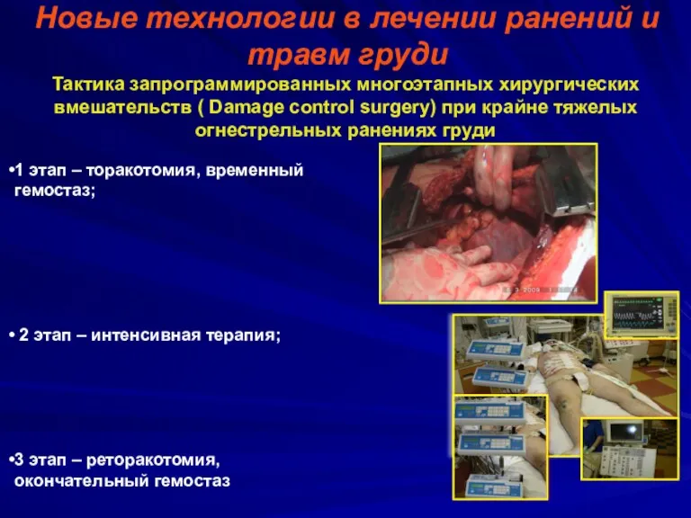 Новые технологии в лечении ранений и травм груди Тактика запрограммированных