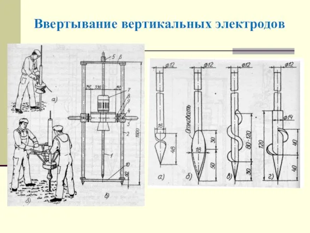 Ввертывание вертикальных электродов