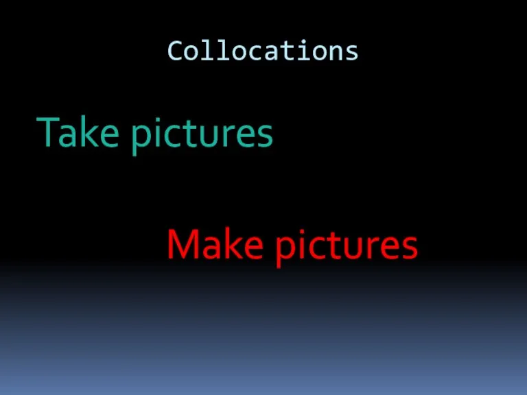 Collocations Take pictures Make pictures