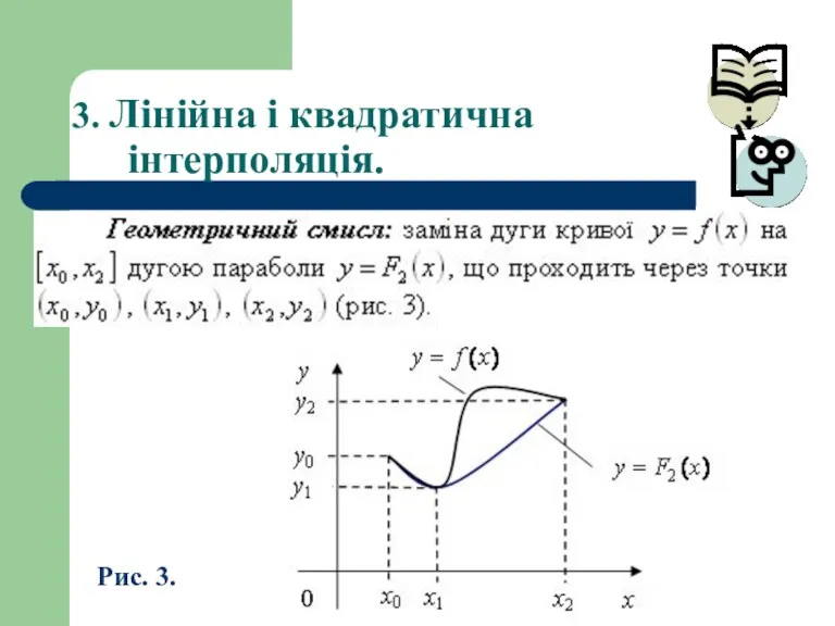 3. Лінійна і квадратична інтерполяція. Рис. 3.