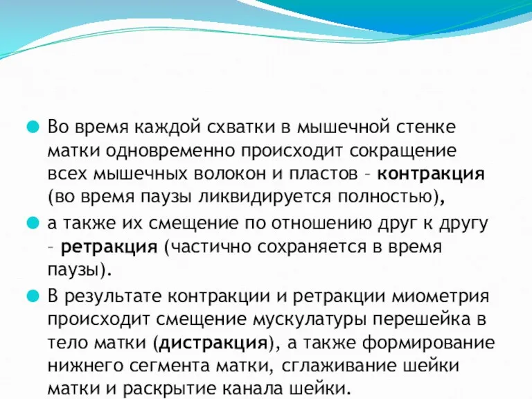 Во время каждой схватки в мышечной стенке матки одновременно происходит