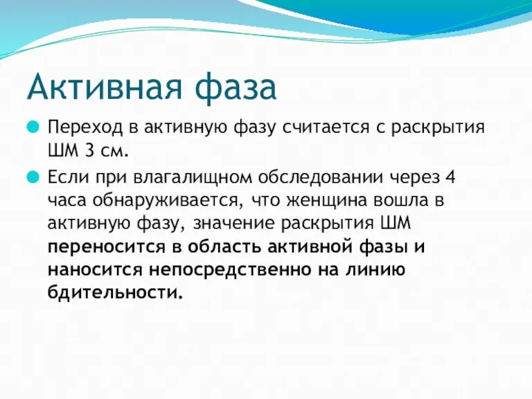 Активная фаза Переход в активную фазу считается с раскрытия ШМ