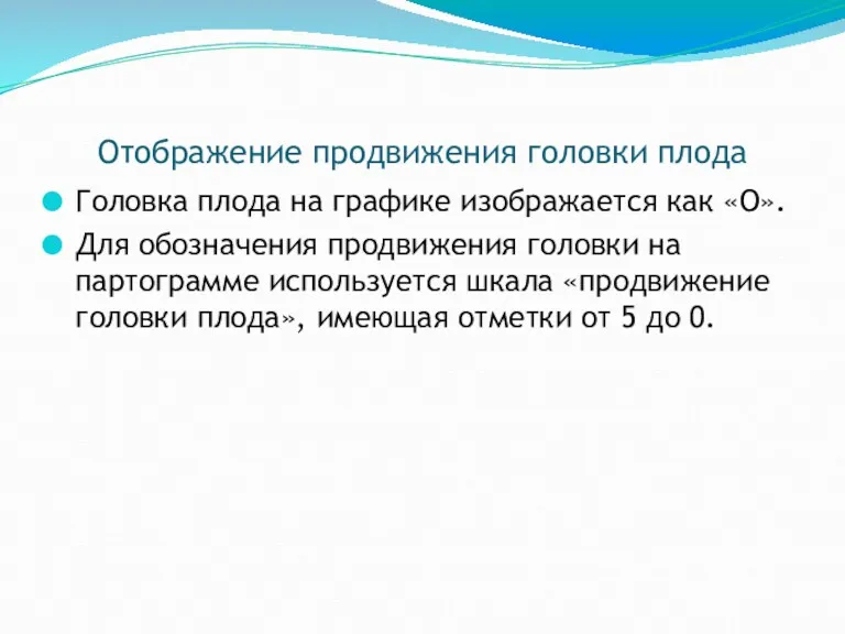 Отображение продвижения головки плода Головка плода на графике изображается как