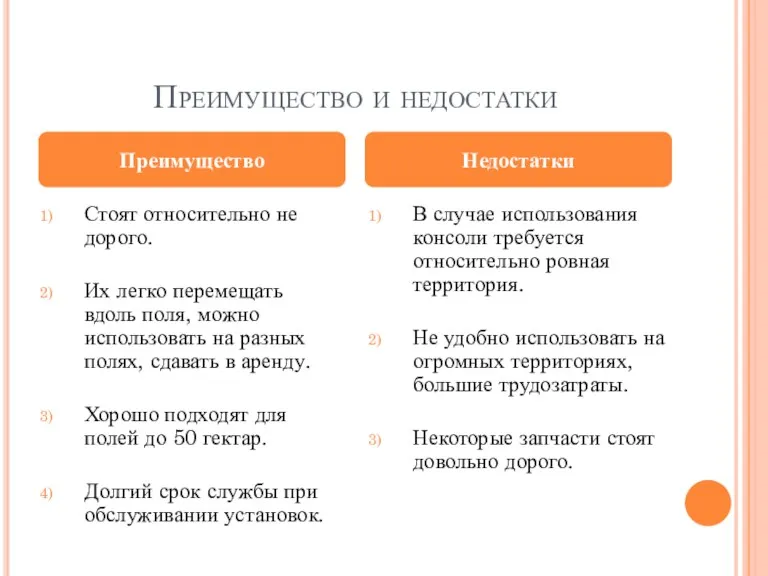 Преимущество и недостатки Стоят относительно не дорого. Их легко перемещать