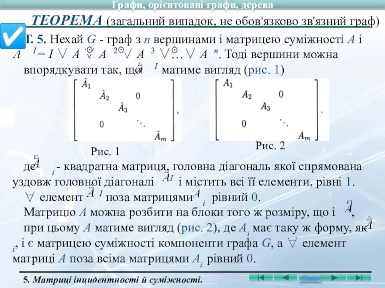 Т. 5. Нехай G - граф з n вершинами і