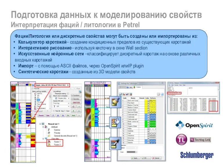 Подготовка данных к моделированию свойств Интерпретация фаций / литологии в