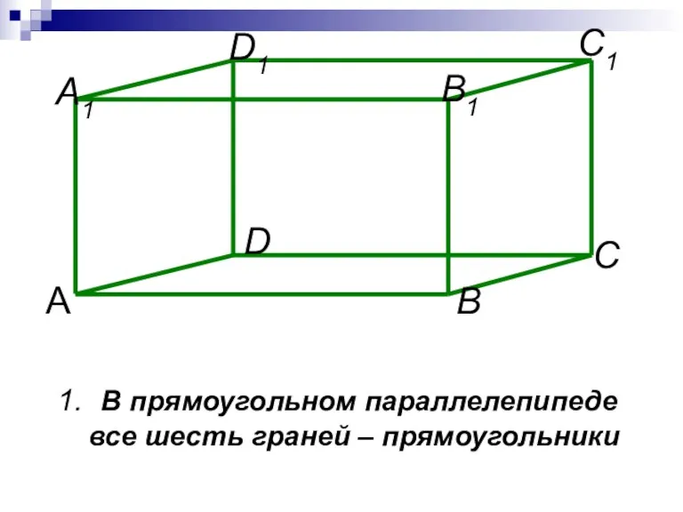 В прямоугольном параллелепипеде все шесть граней – прямоугольники