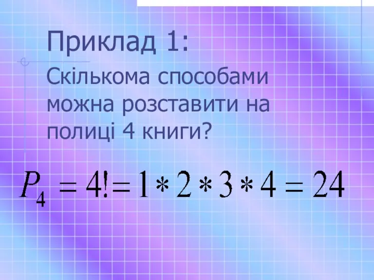 Приклад 1: Скількома способами можна розставити на полиці 4 книги?