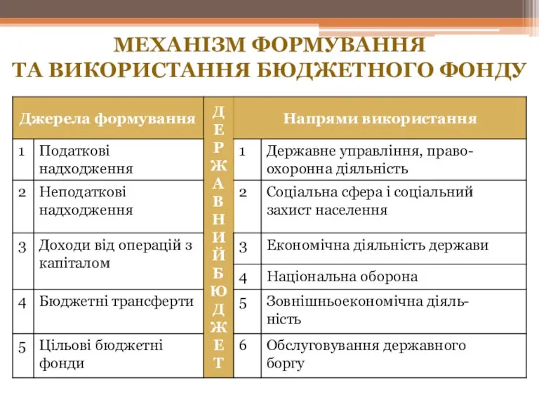 МЕХАНІЗМ ФОРМУВАННЯ ТА ВИКОРИСТАННЯ БЮДЖЕТНОГО ФОНДУ