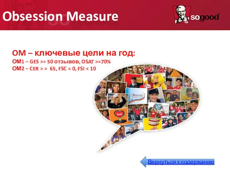 Obsession Measure OM – ключевые цели на год: ОМ1 –