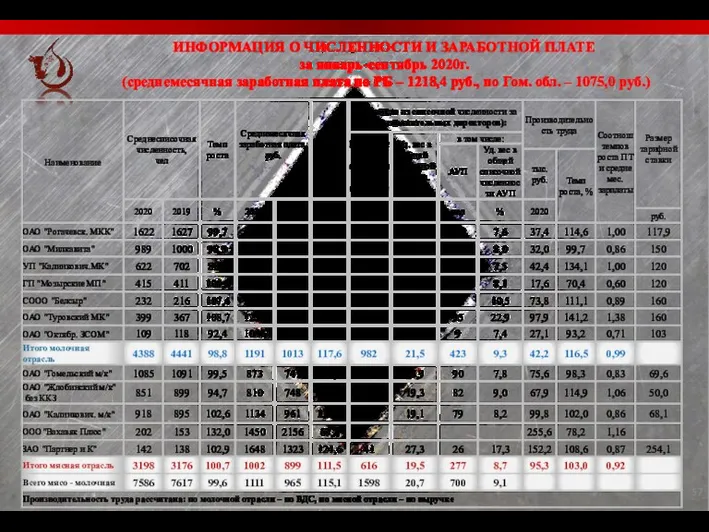 ИНФОРМАЦИЯ О ЧИСЛЕННОСТИ И ЗАРАБОТНОЙ ПЛАТЕ за январь-сентябрь 2020г. (среднемесячная заработная плата по