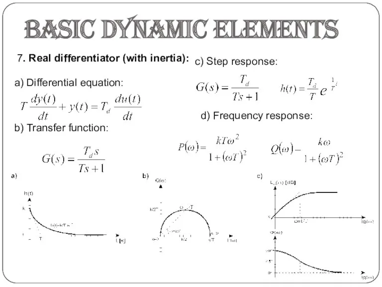 Basic dynamic elements 7. Real differentiator (with inertia): a) Differential