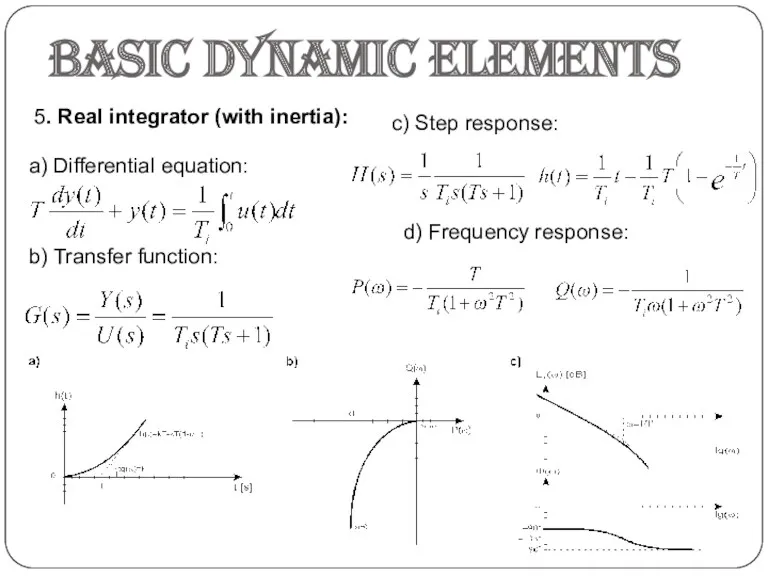 Basic dynamic elements 5. Real integrator (with inertia): a) Differential