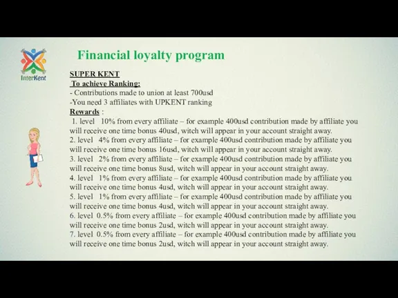 Financial loyalty program SUPER KENT To achieve Ranking: - Contributions