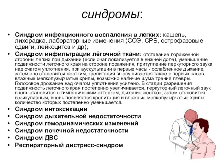 синдромы: Синдром инфекционного воспаления в легких: кашель, лихорадка, лабораторные изменения