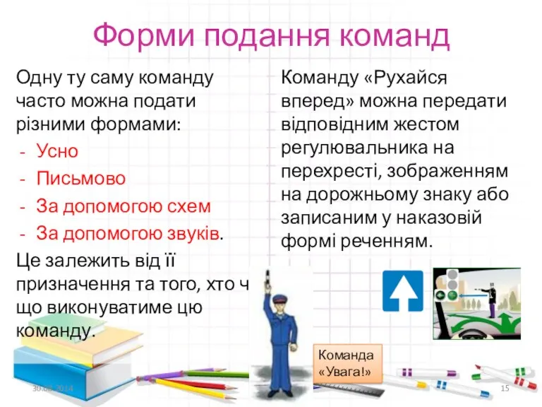 Форми подання команд Одну ту саму команду часто можна подати