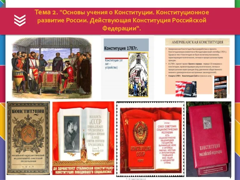 Тема 2. "Основы учения о Конституции. Конституционное развитие России. Действующая Конституция Российской Федерации“.