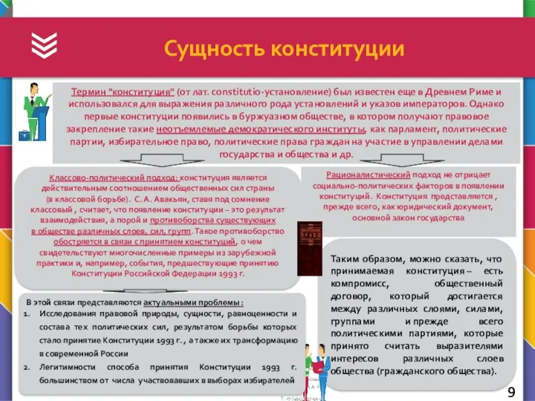 Сущность конституции Термин "конституция" (от лат. constitutio-установление) был известен еще