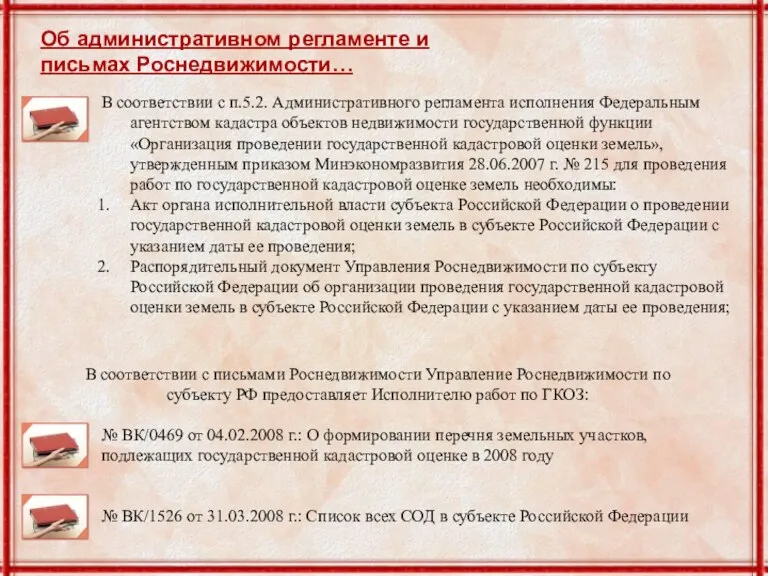 В соответствии с письмами Роснедвижимости Управление Роснедвижимости по субъекту РФ