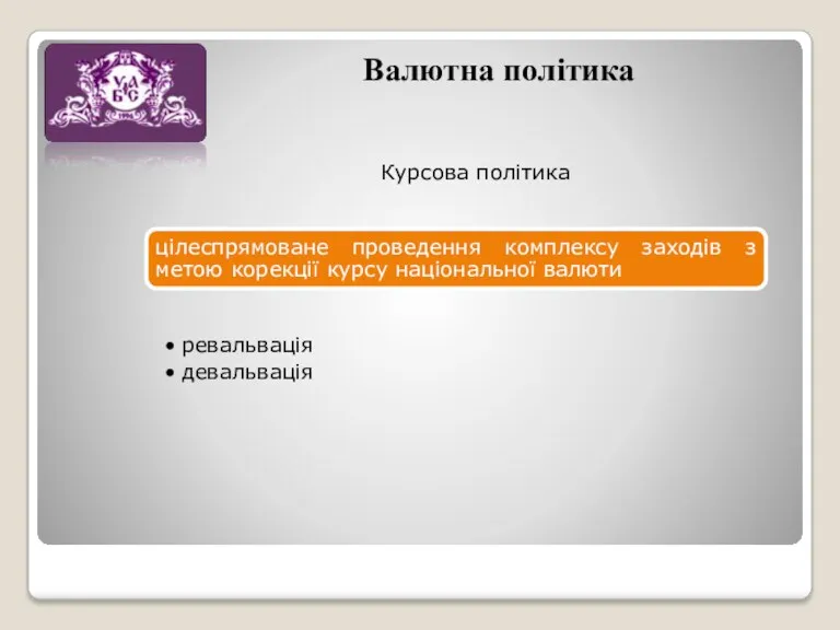 Валютна політика Курсова політика