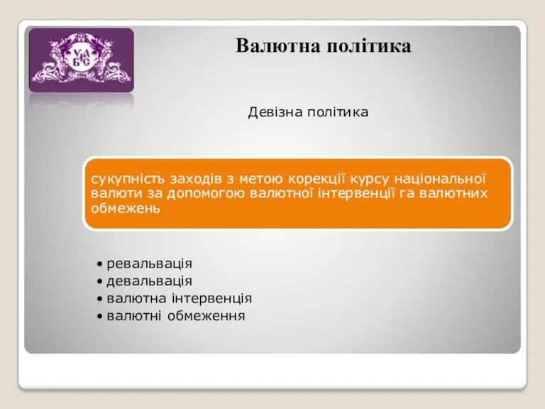 Валютна політика Девізна політика