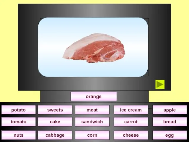 orange cake sweets corn sandwich meat nuts cheese carrot ice