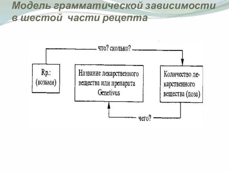 Модель грамматической зависимости в шестой части рецепта