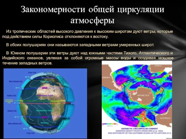 Из тропических областей высокого давления к высоким широтам дуют ветры,