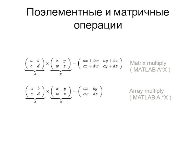 Поэлементные и матричные операции