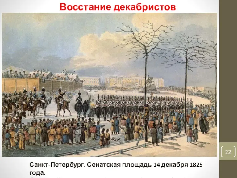 Восстание декабристов Санкт-Петербург. Сенатская площадь 14 декабря 1825 года. Рисунок
