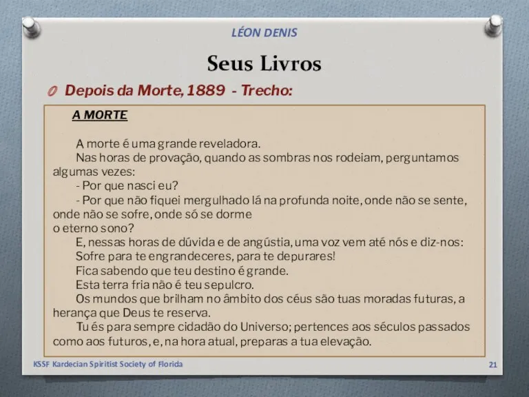 Seus Livros Depois da Morte, 1889 - Trecho: A MORTE