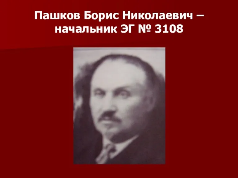 Пашков Борис Николаевич – начальник ЭГ № 3108