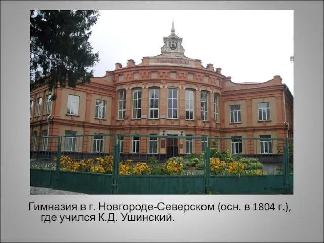 Гимназия в г. Новгороде-Северском (осн. в 1804 г.), где учился К.Д. Ушинский.
