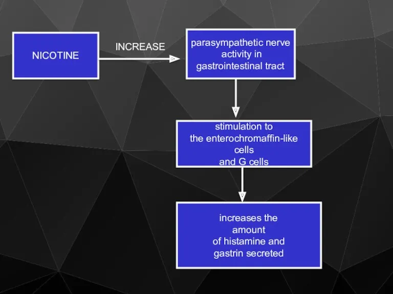 NICOTINE parasympathetic nerve activity in gastrointestinal tract INCREASE stimulation to