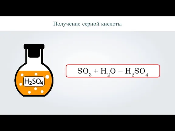 Получение серной кислоты SO3 + H2O = H2SO4