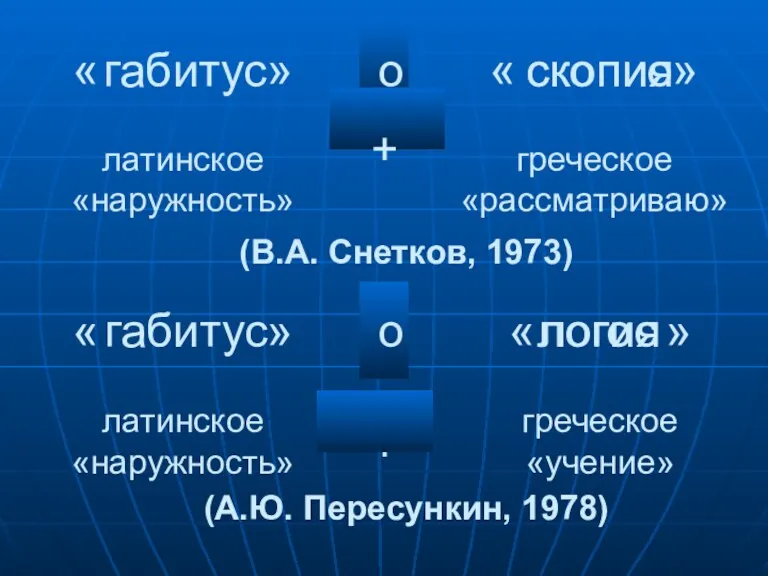 габитус скопио о « » латинское «наружность» « » греческое