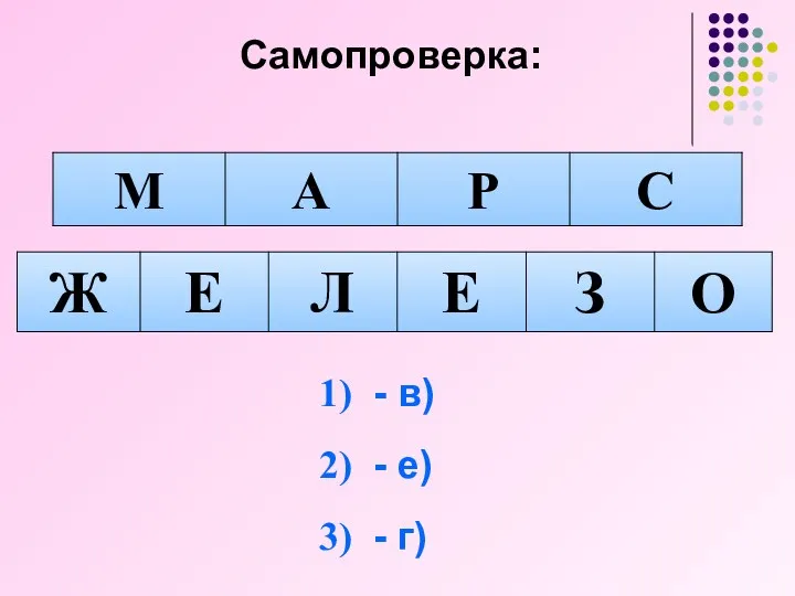 Самопроверка: - в) - е) - г)