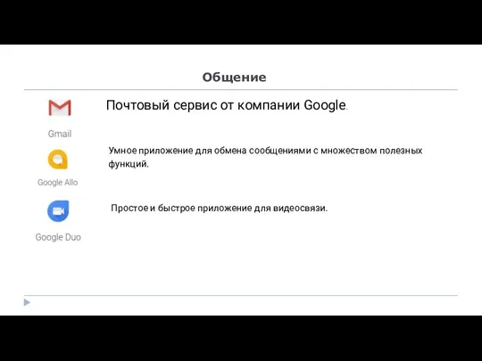 Общение Почтовый сервис от компании Google. Умное приложение для обмена